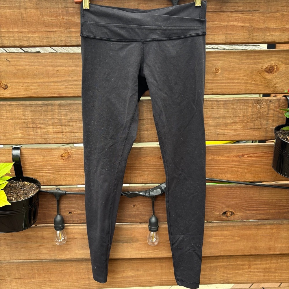 Lululemon Wunder Under Leggings Womens 6 Black Good Crossover Waistband